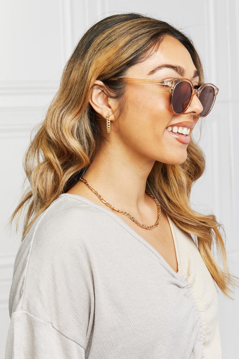 Round Full Rim Polycarbonate Frame Sunglasses - ShalayeFashion