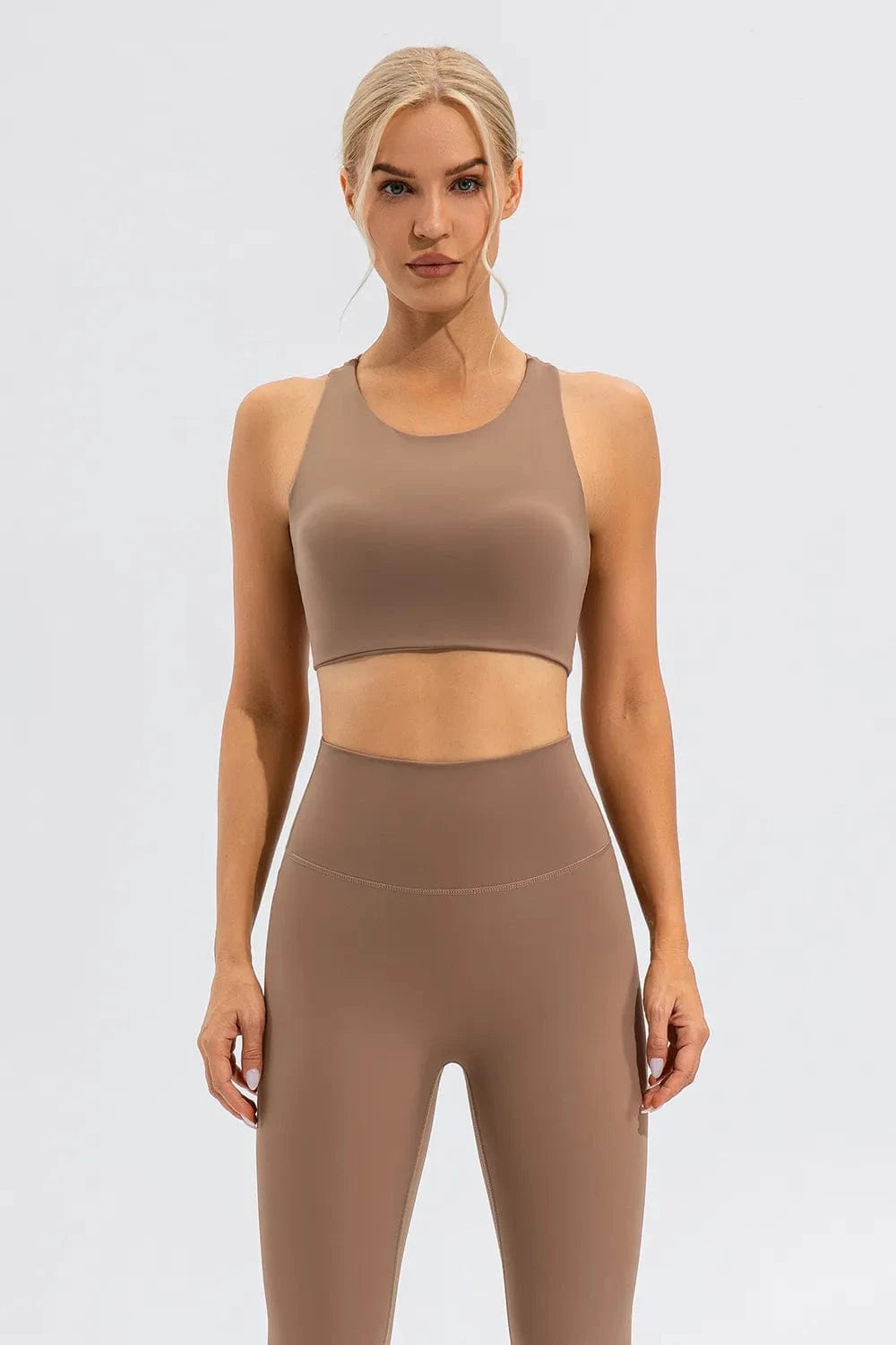 Round Neck Cutout Cropped Active Tank - ShalayeFashion