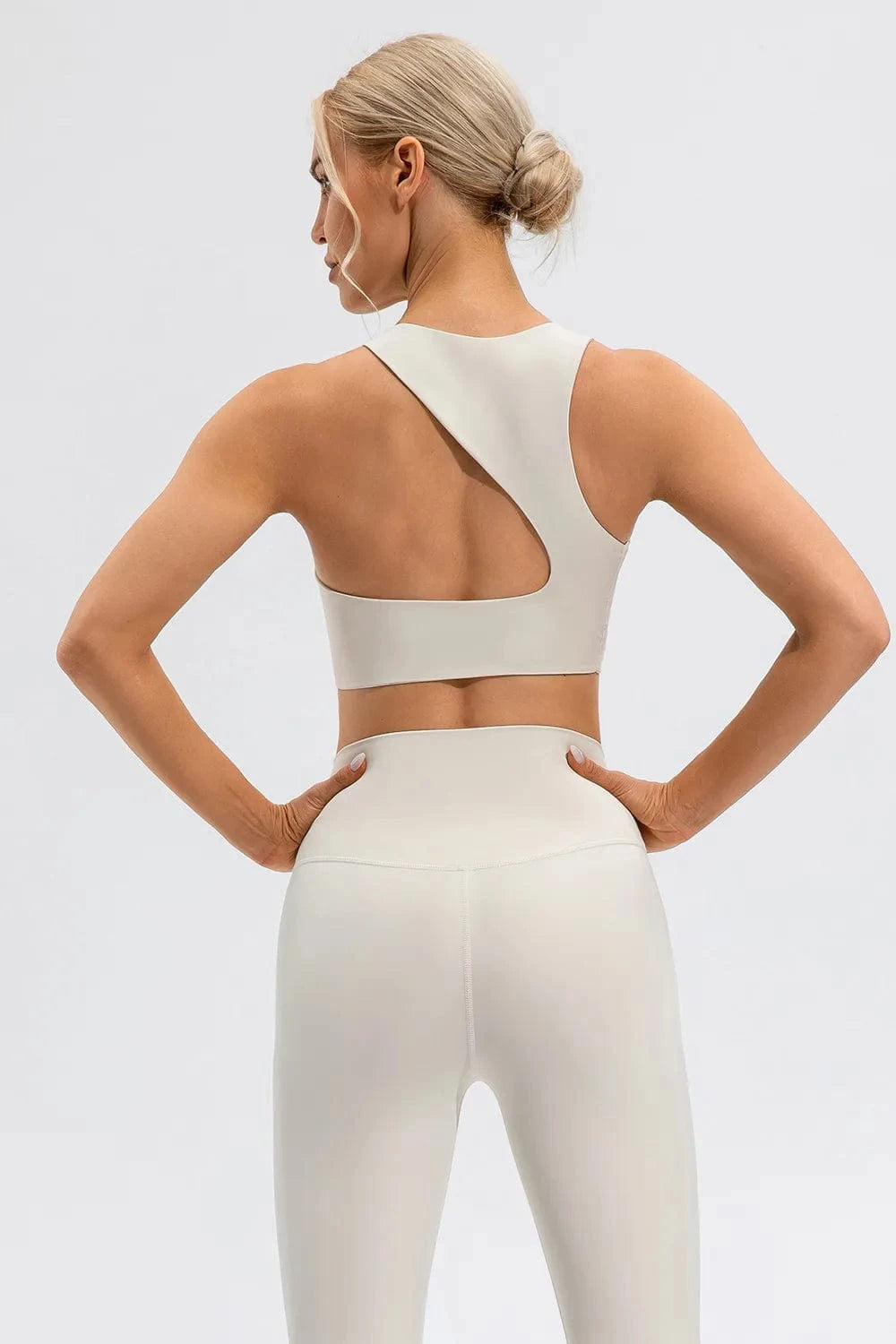 Round Neck Cutout Cropped Active Tank - ShalayeFashion