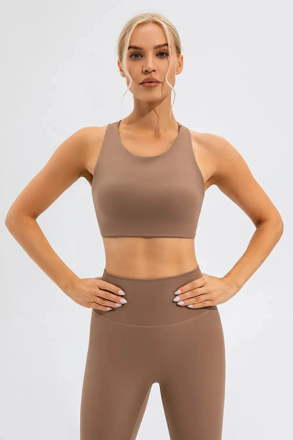 Round Neck Cutout Cropped Active Tank - ShalayeFashion