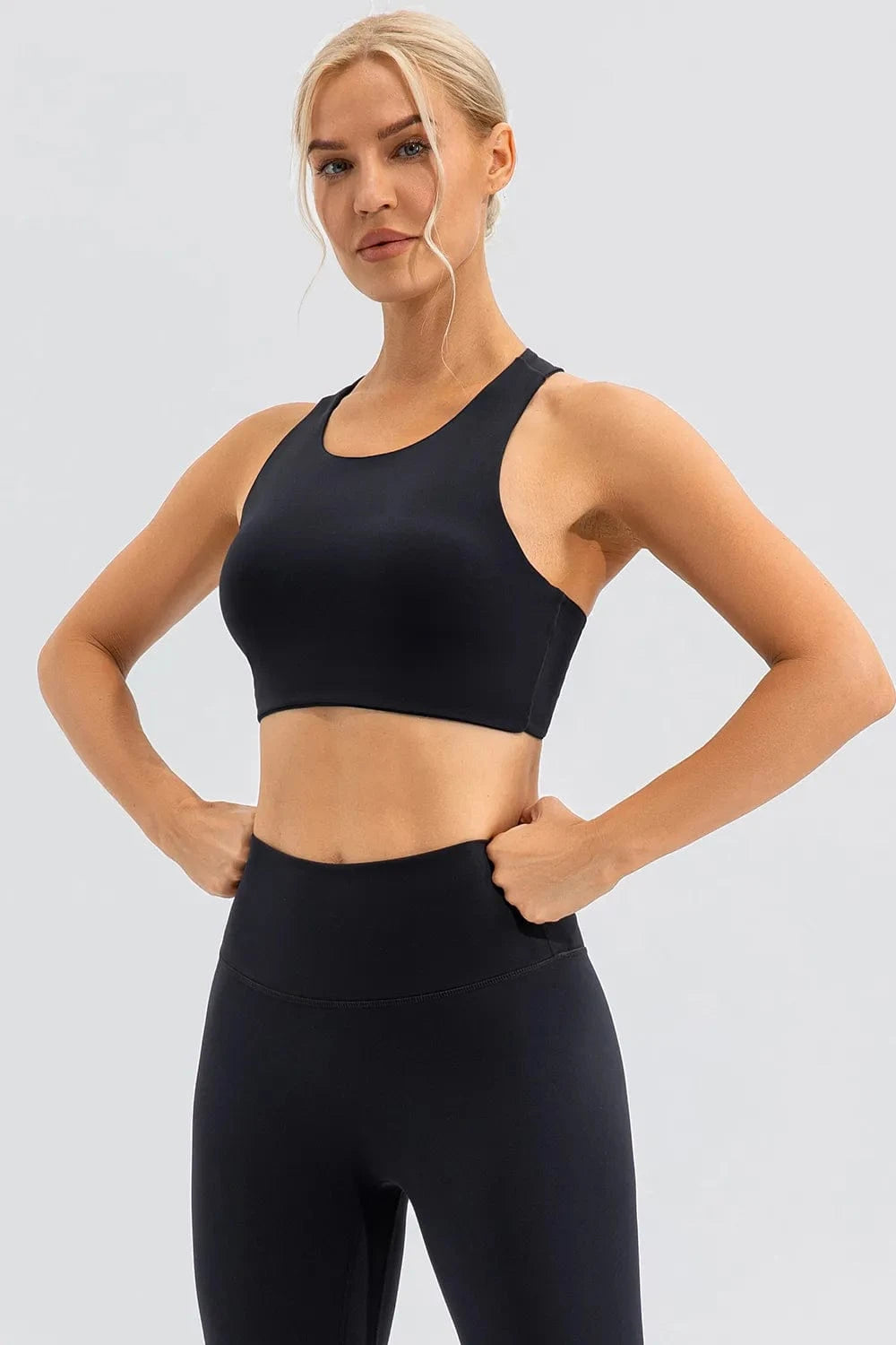 Round Neck Cutout Cropped Active Tank - ShalayeFashion