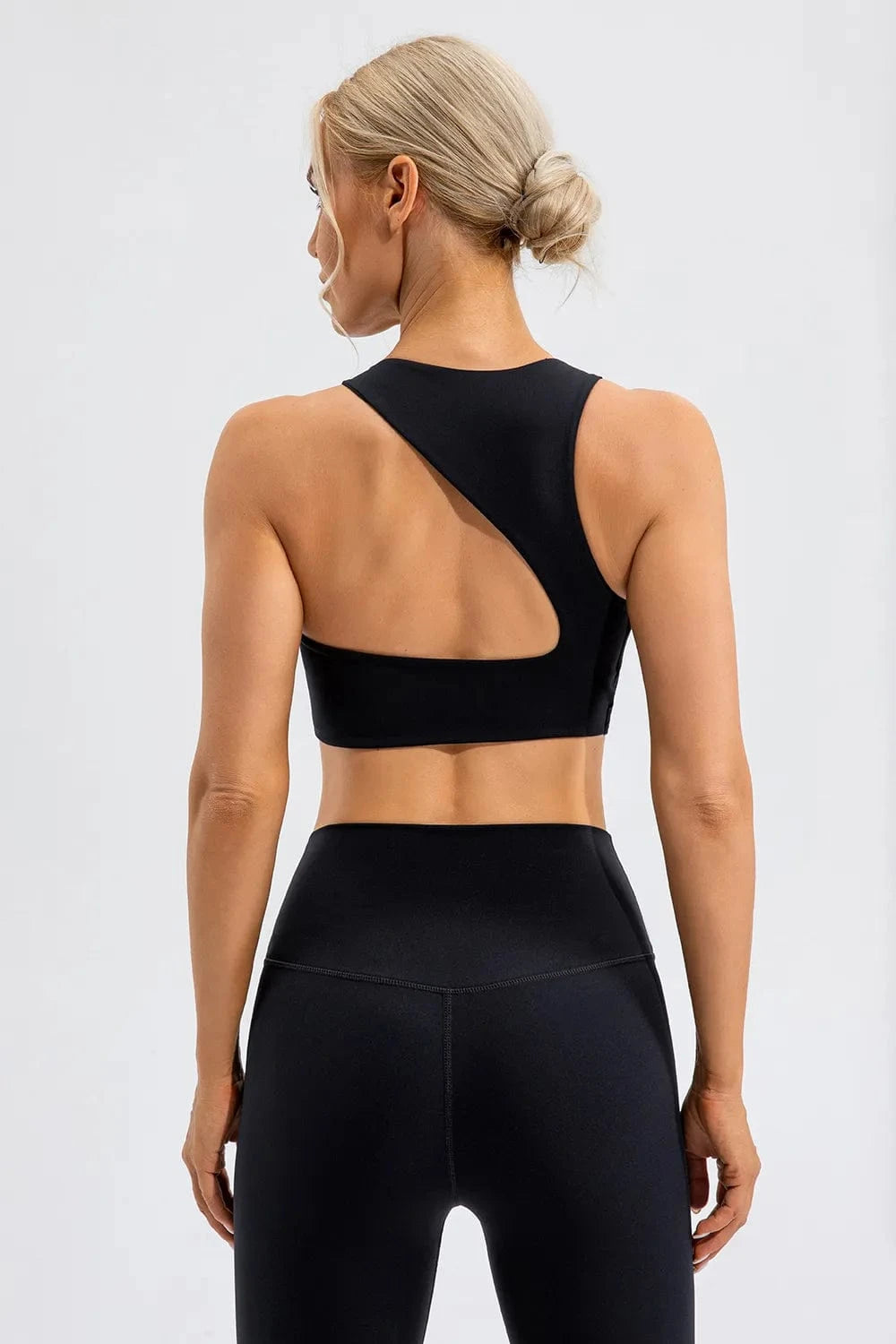 Round Neck Cutout Cropped Active Tank - ShalayeFashion