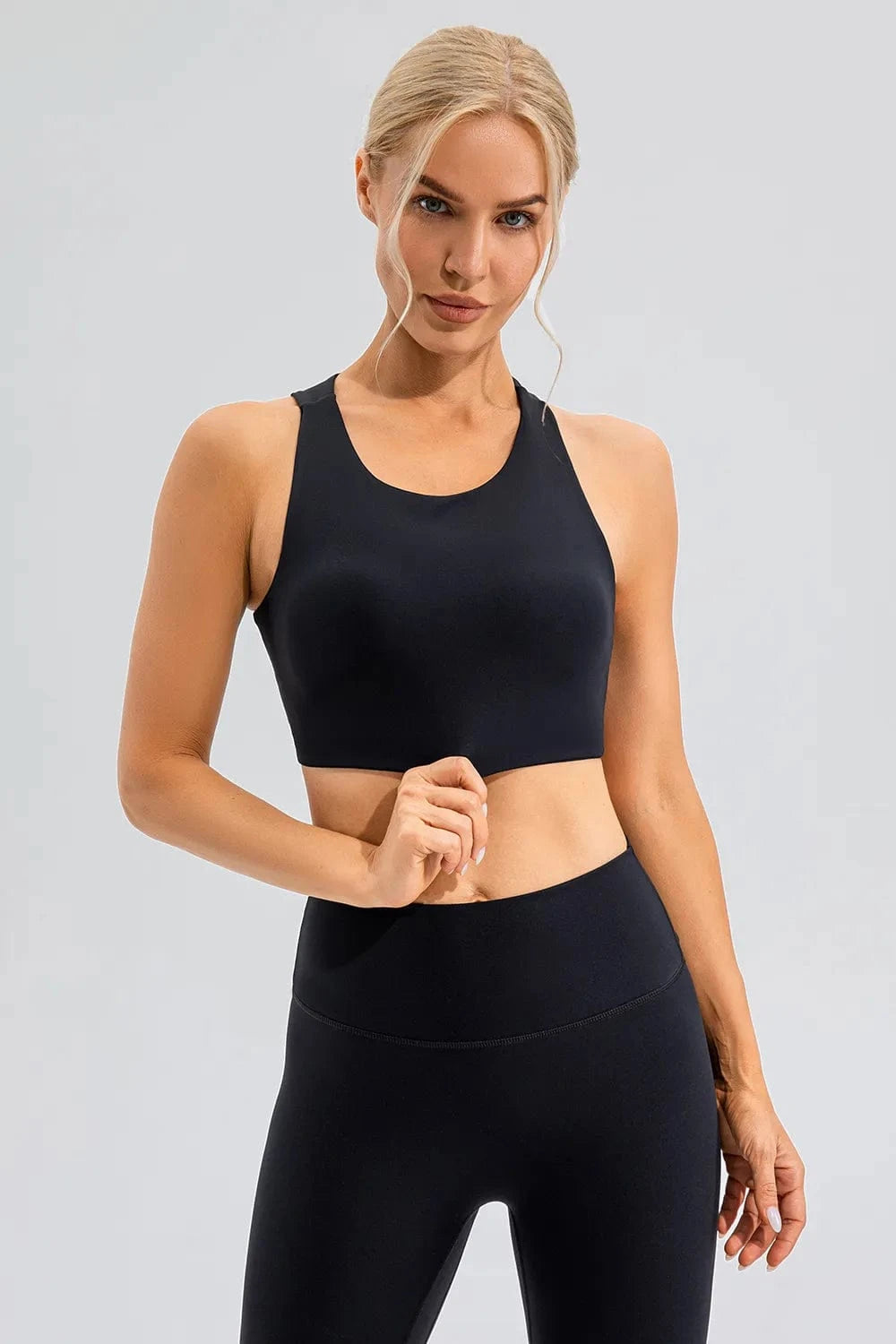 Round Neck Cutout Cropped Active Tank - ShalayeFashion