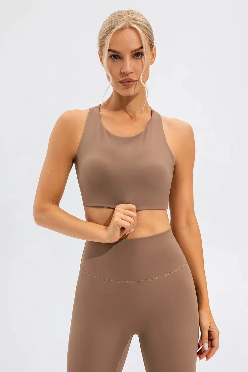 Round Neck Cutout Cropped Active Tank - ShalayeFashion