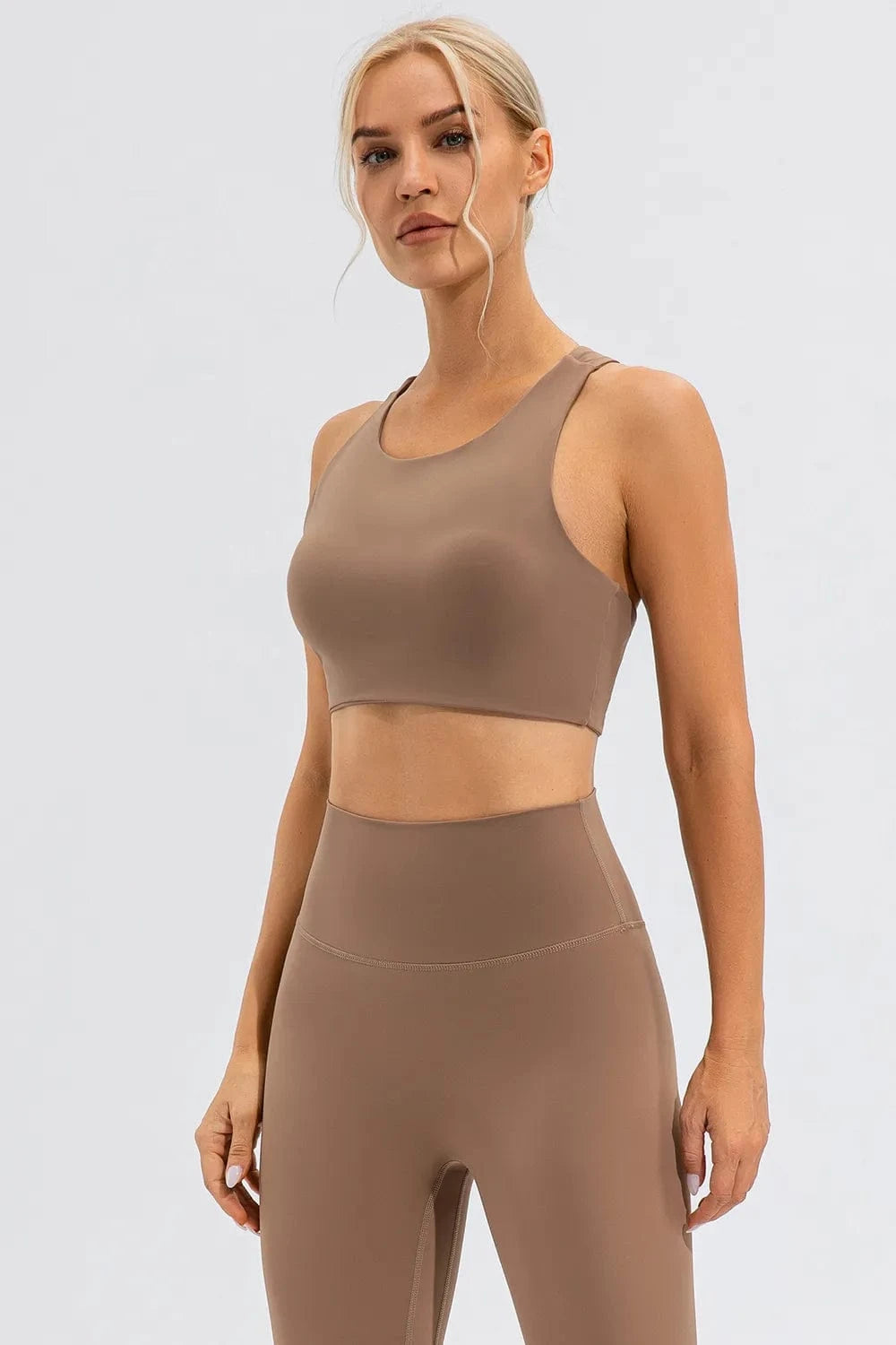 Round Neck Cutout Cropped Active Tank - ShalayeFashion