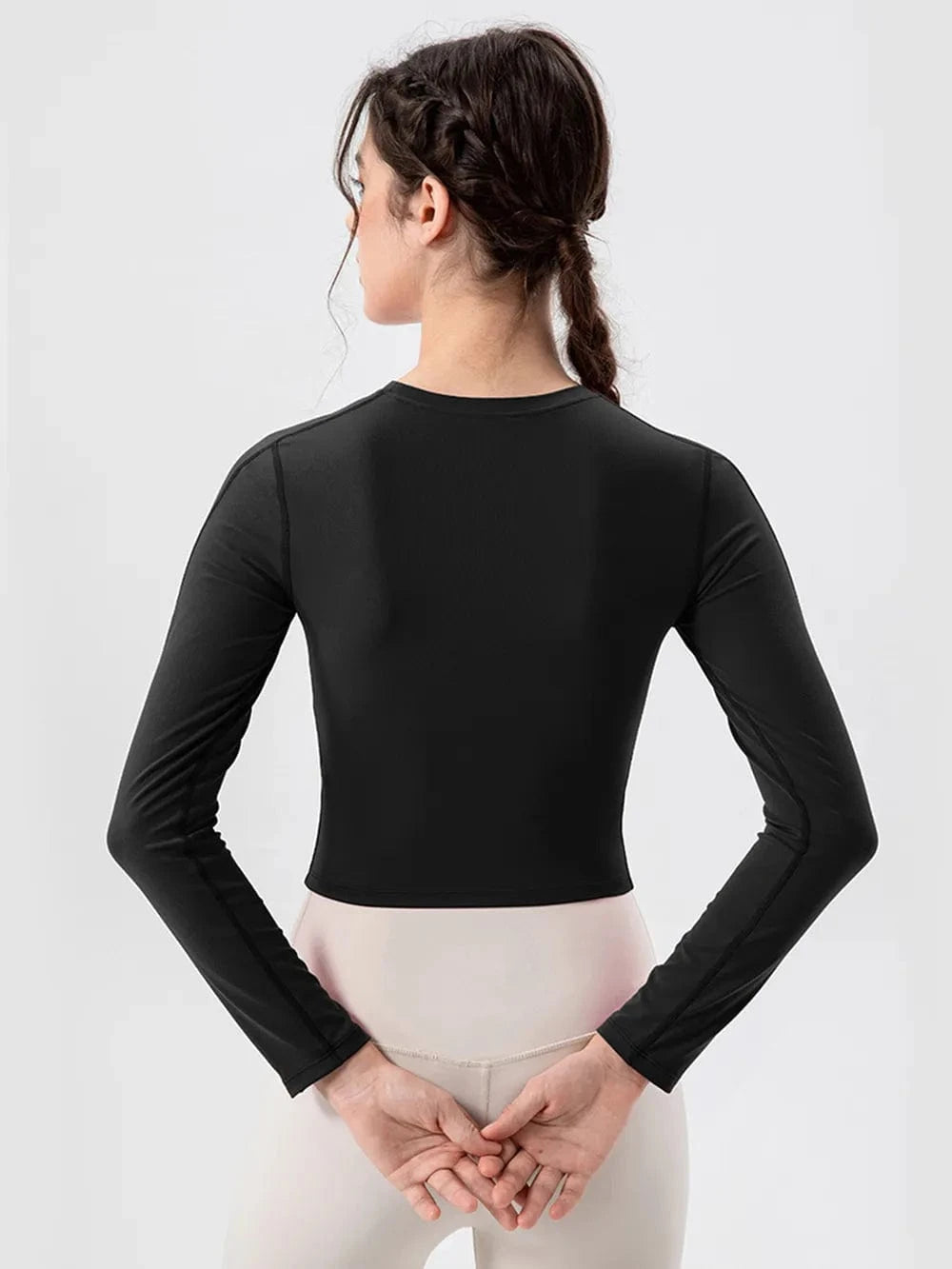 Round Neck Long Sleeve Active T-Shirt - ShalayeFashion