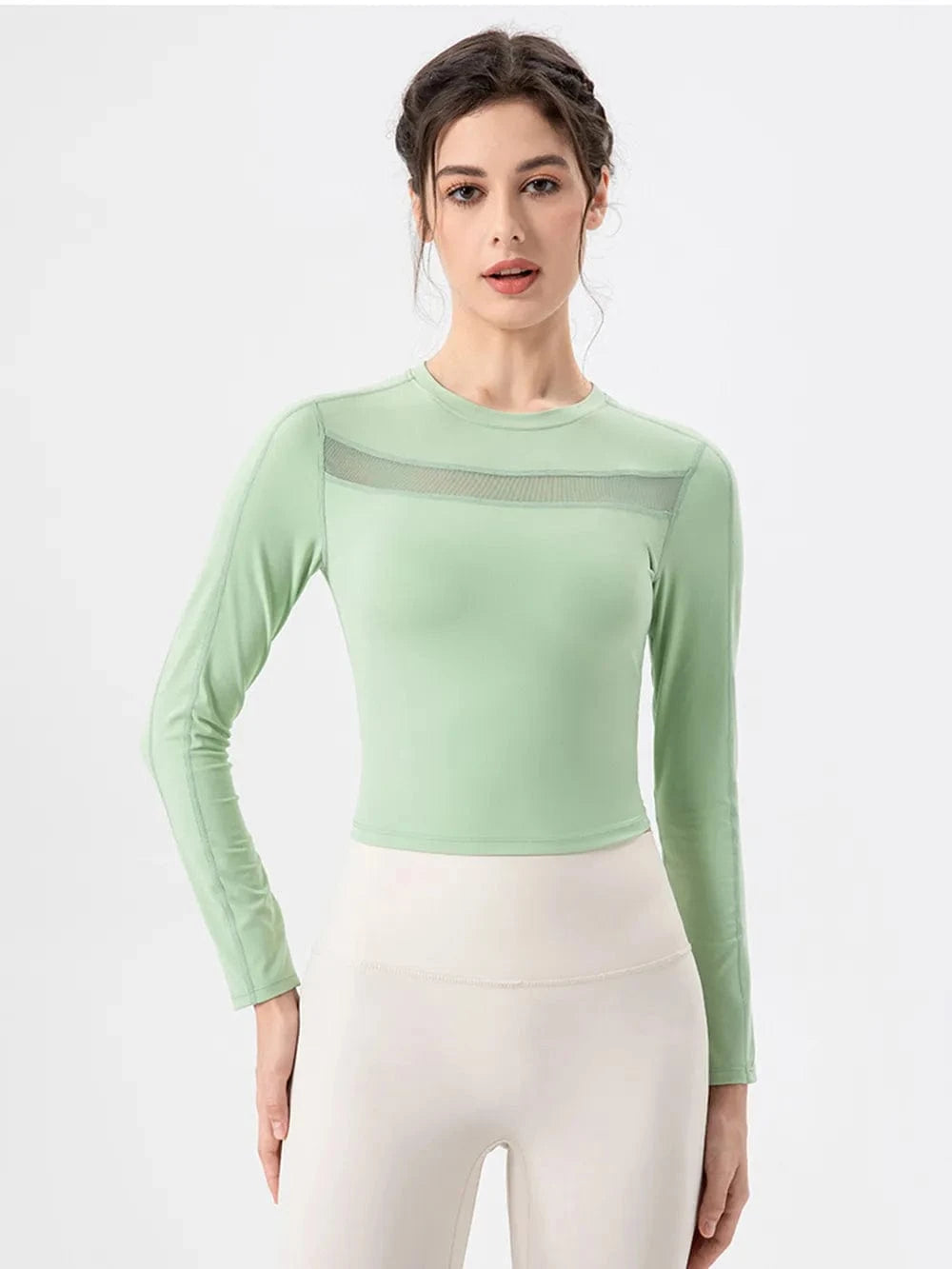 Round Neck Long Sleeve Active T-Shirt - ShalayeFashion