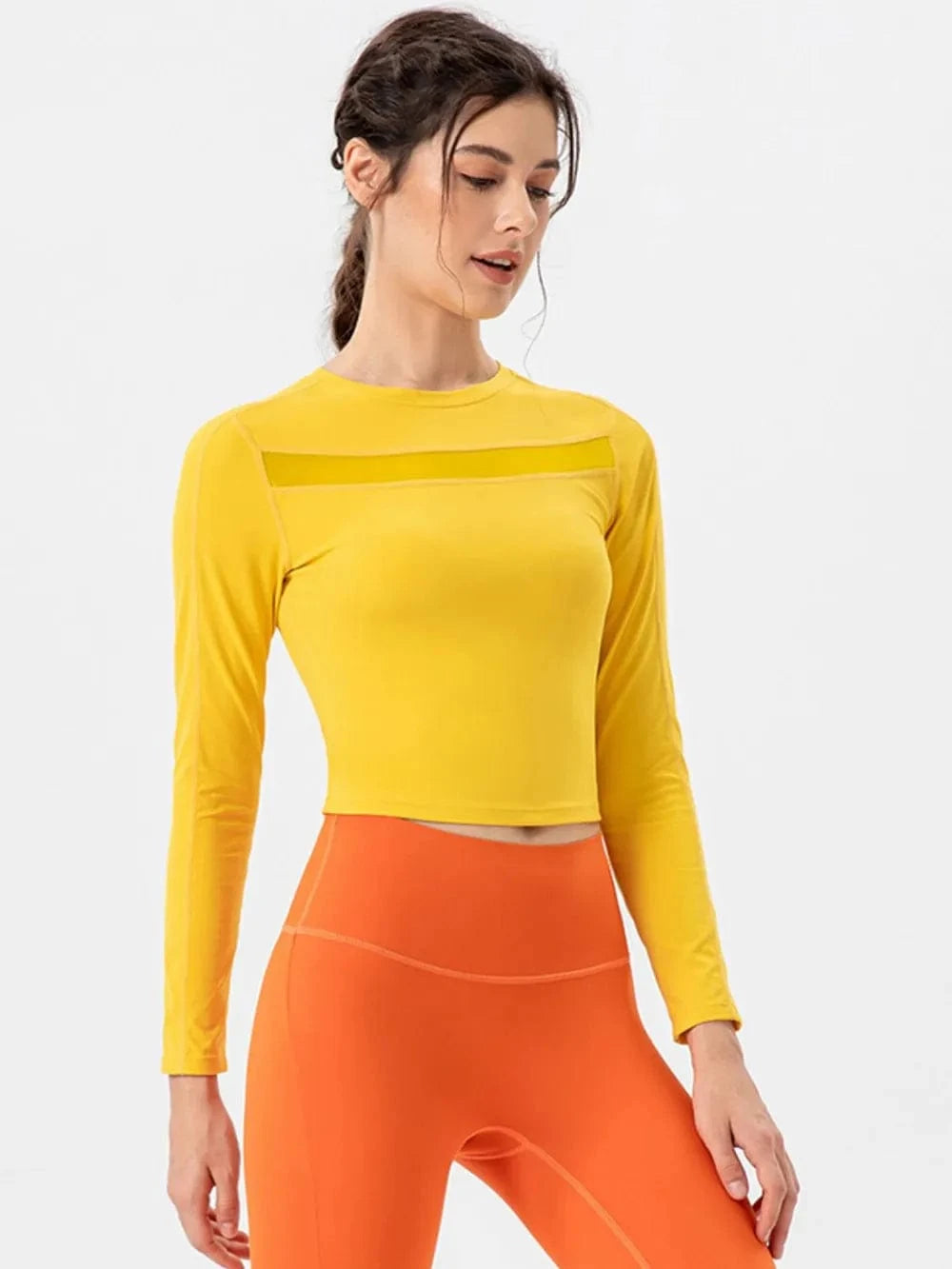 Round Neck Long Sleeve Active T-Shirt - ShalayeFashion