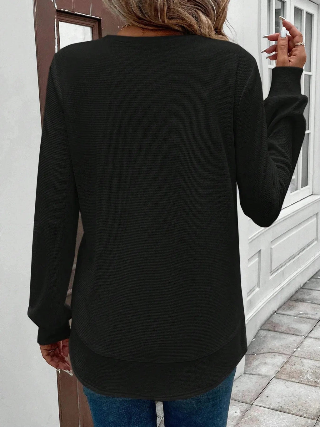 Round Neck Long Sleeve Casual Sweatshirt - ShalayeFashion