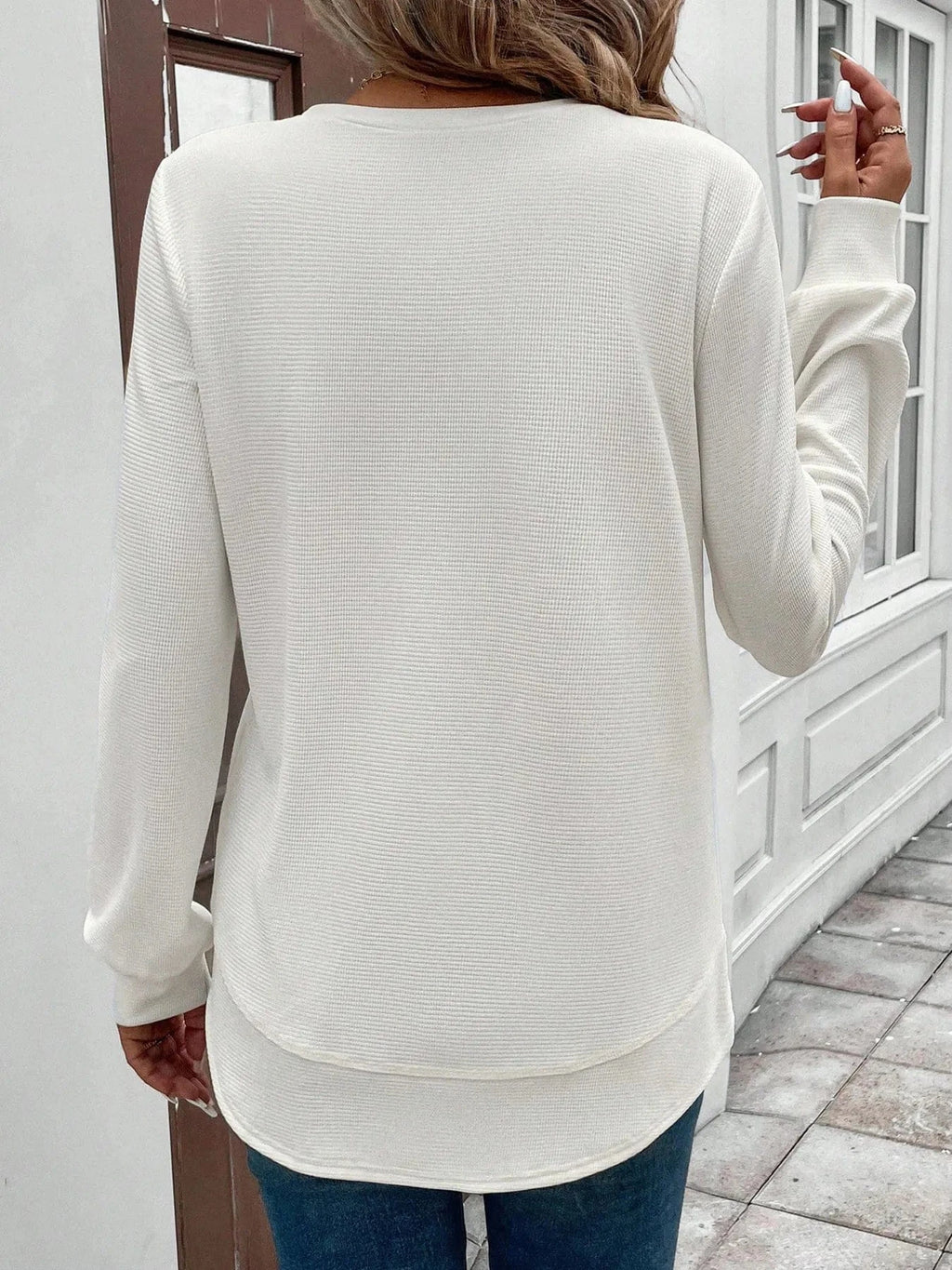 Round Neck Long Sleeve Casual Sweatshirt - ShalayeFashion