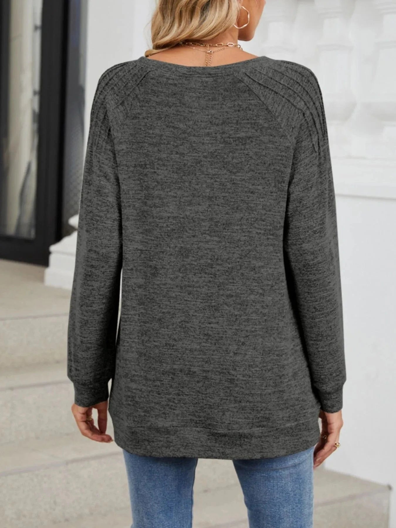 Round Neck Long Sleeve T-Shirt - ShalayeFashion