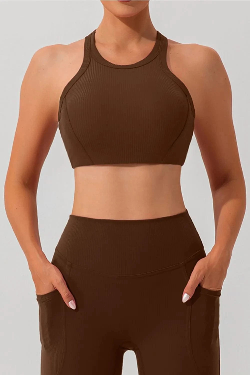 Round Neck Racerback Active Tank - ShalayeFashion