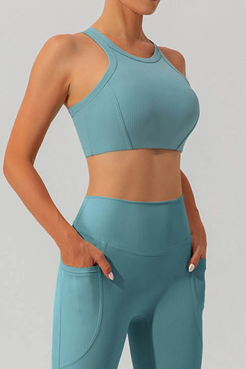 Round Neck Racerback Active Tank - ShalayeFashion
