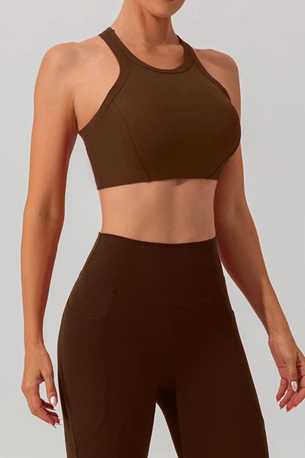 Round Neck Racerback Active Tank - ShalayeFashion