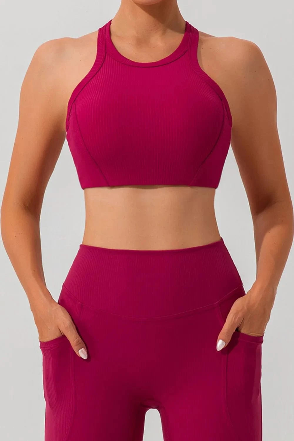 Round Neck Racerback Active Tank - ShalayeFashion
