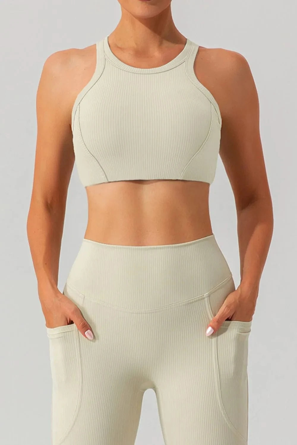 Round Neck Racerback Active Tank - ShalayeFashion