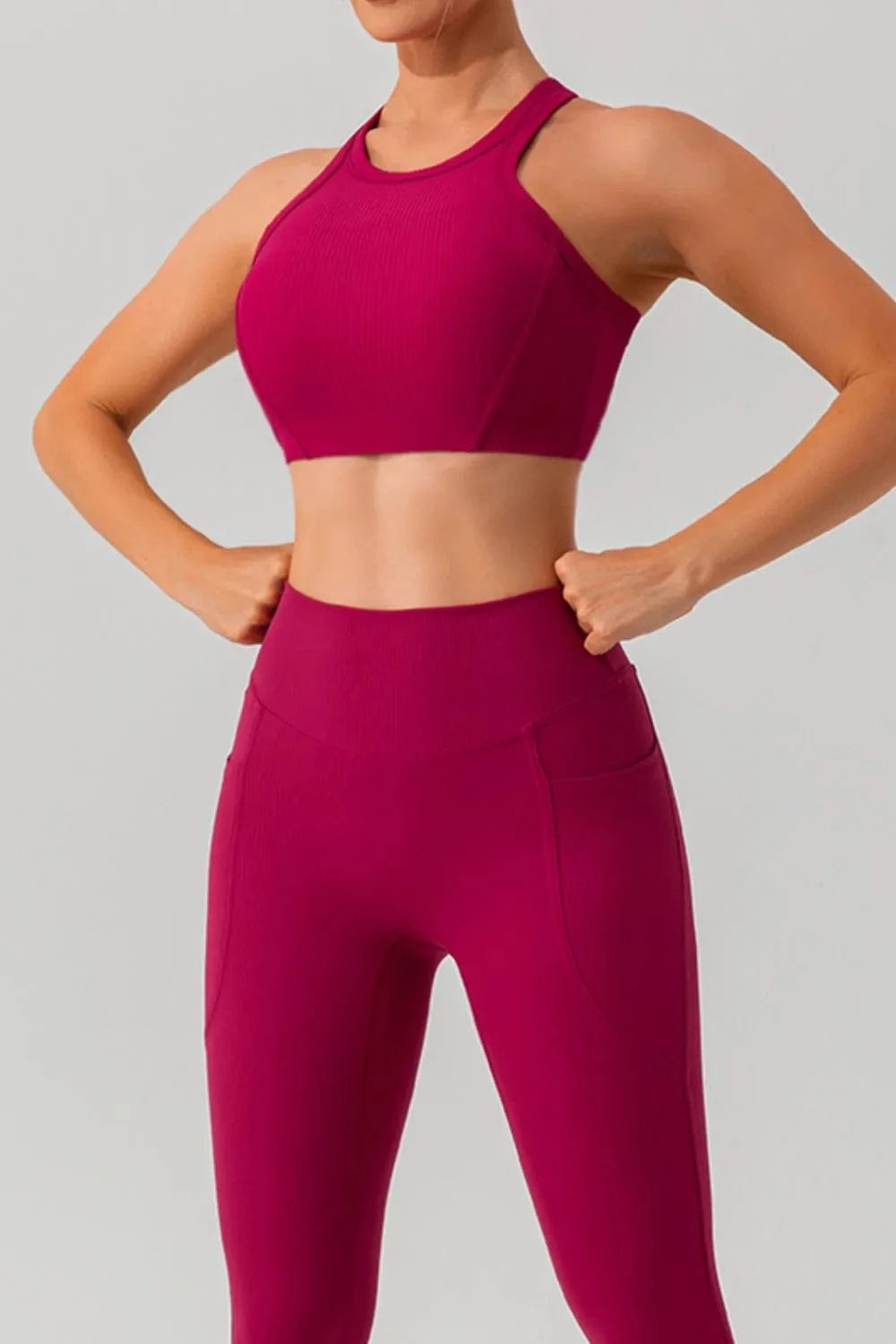 Round Neck Racerback Active Tank - ShalayeFashion