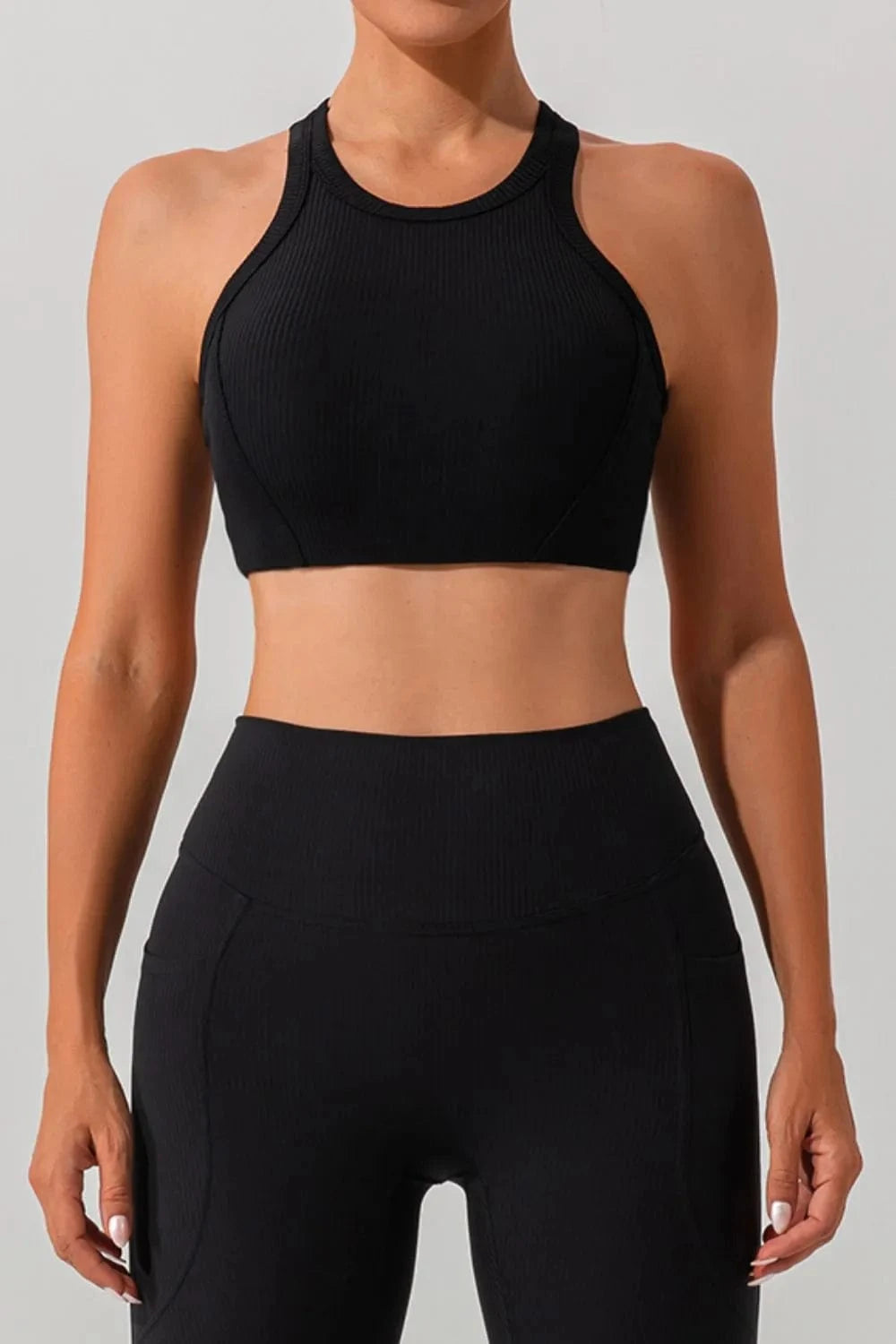 Round Neck Racerback Active Tank - ShalayeFashion