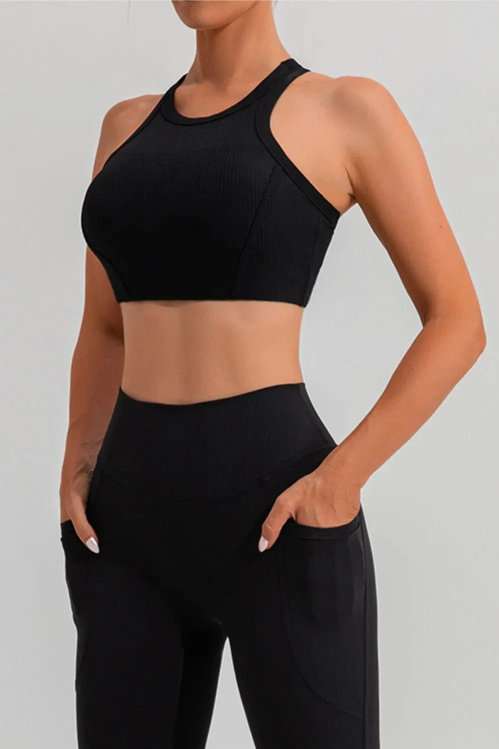 Round Neck Racerback Active Tank - ShalayeFashion