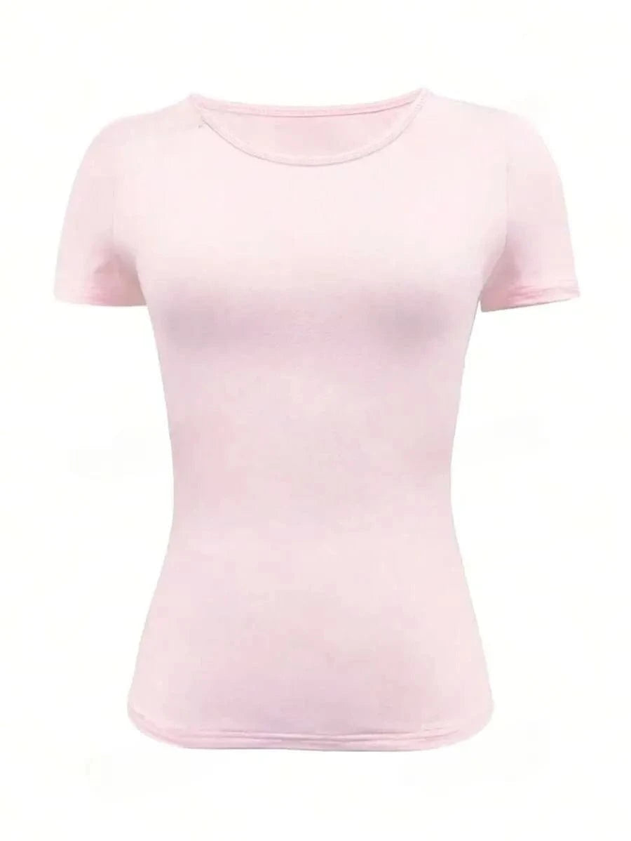 Round Neck Short Sleeve T-Shirt - ShalayeFashion