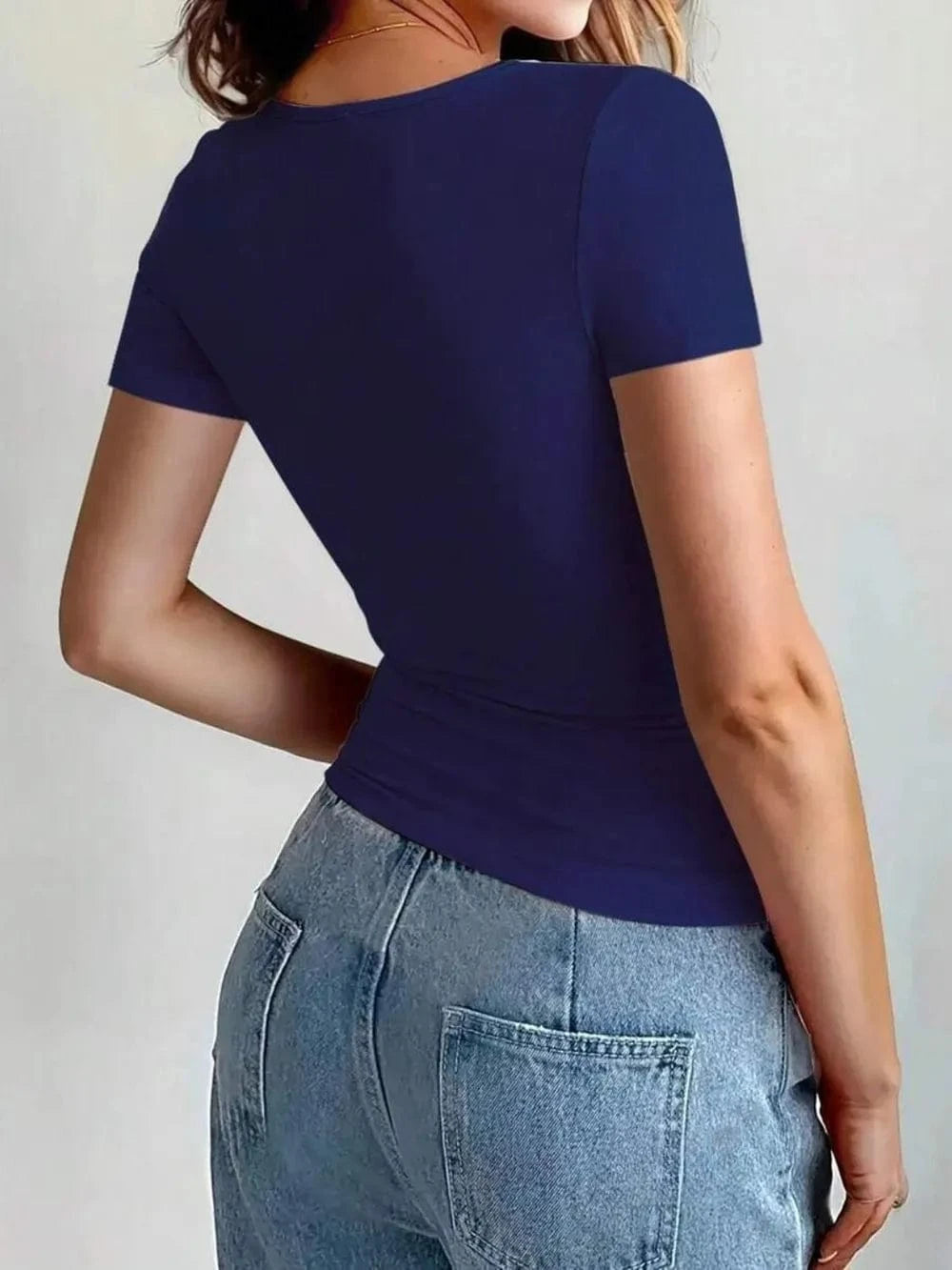 Round Neck Short Sleeve T-Shirt - ShalayeFashion