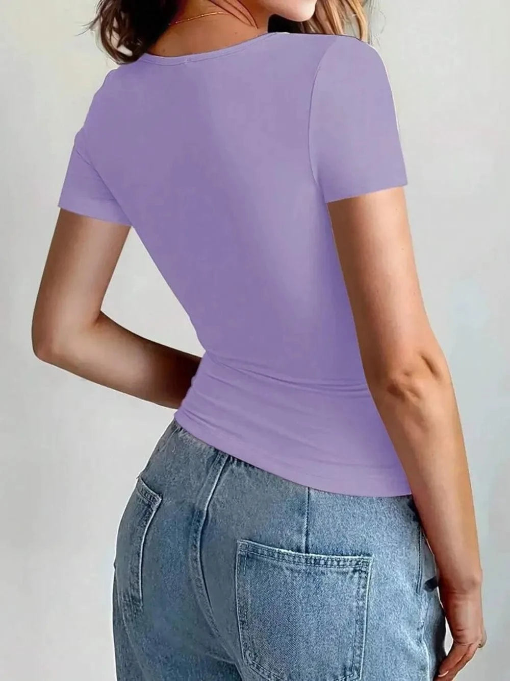 Round Neck Short Sleeve T-Shirt - ShalayeFashion