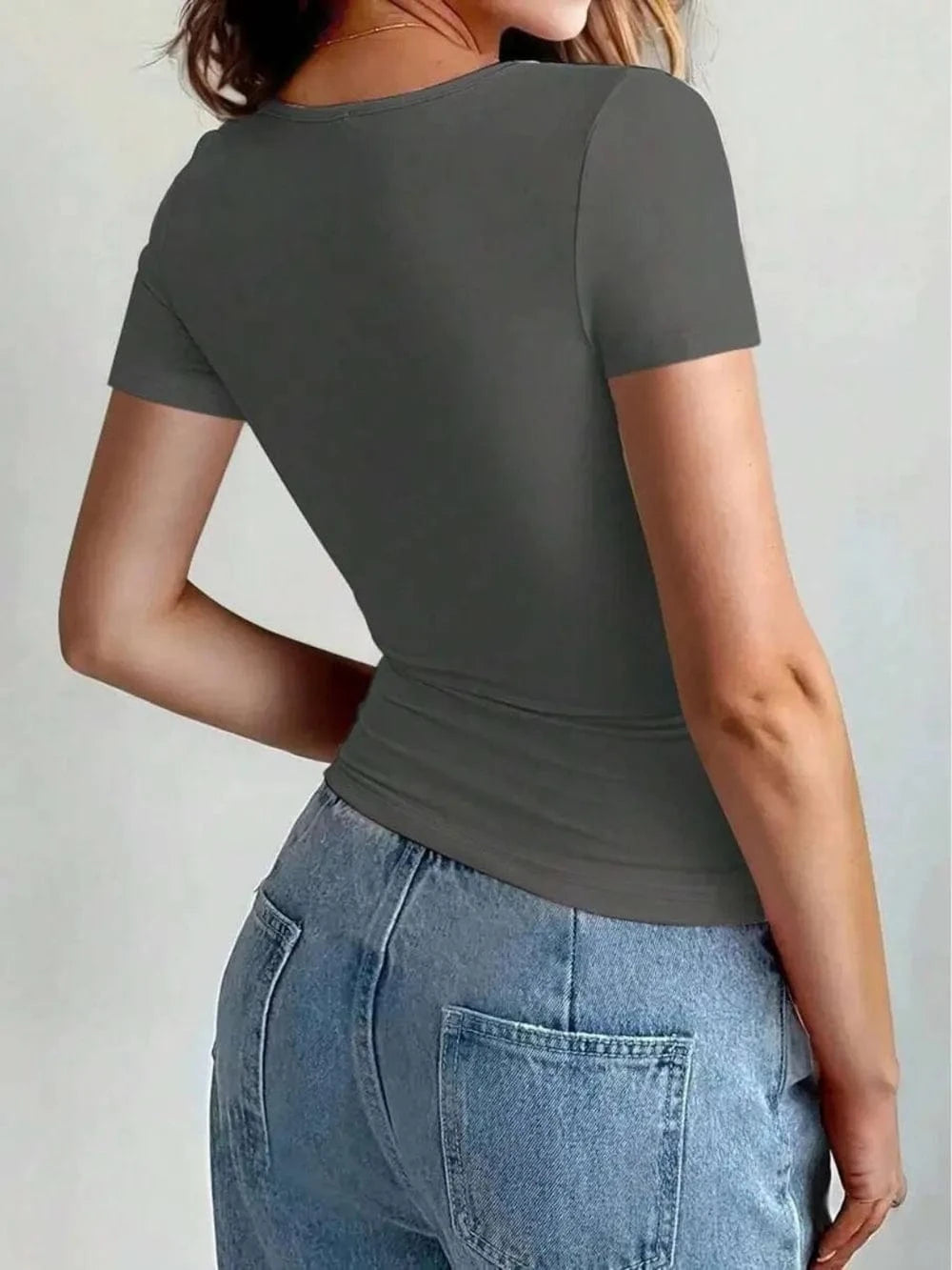 Round Neck Short Sleeve T-Shirt - ShalayeFashion