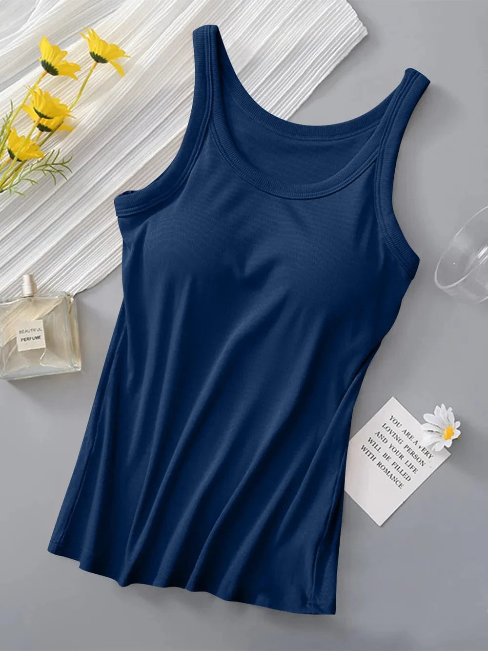 Round Neck Tank with Bra - ShalayeFashion