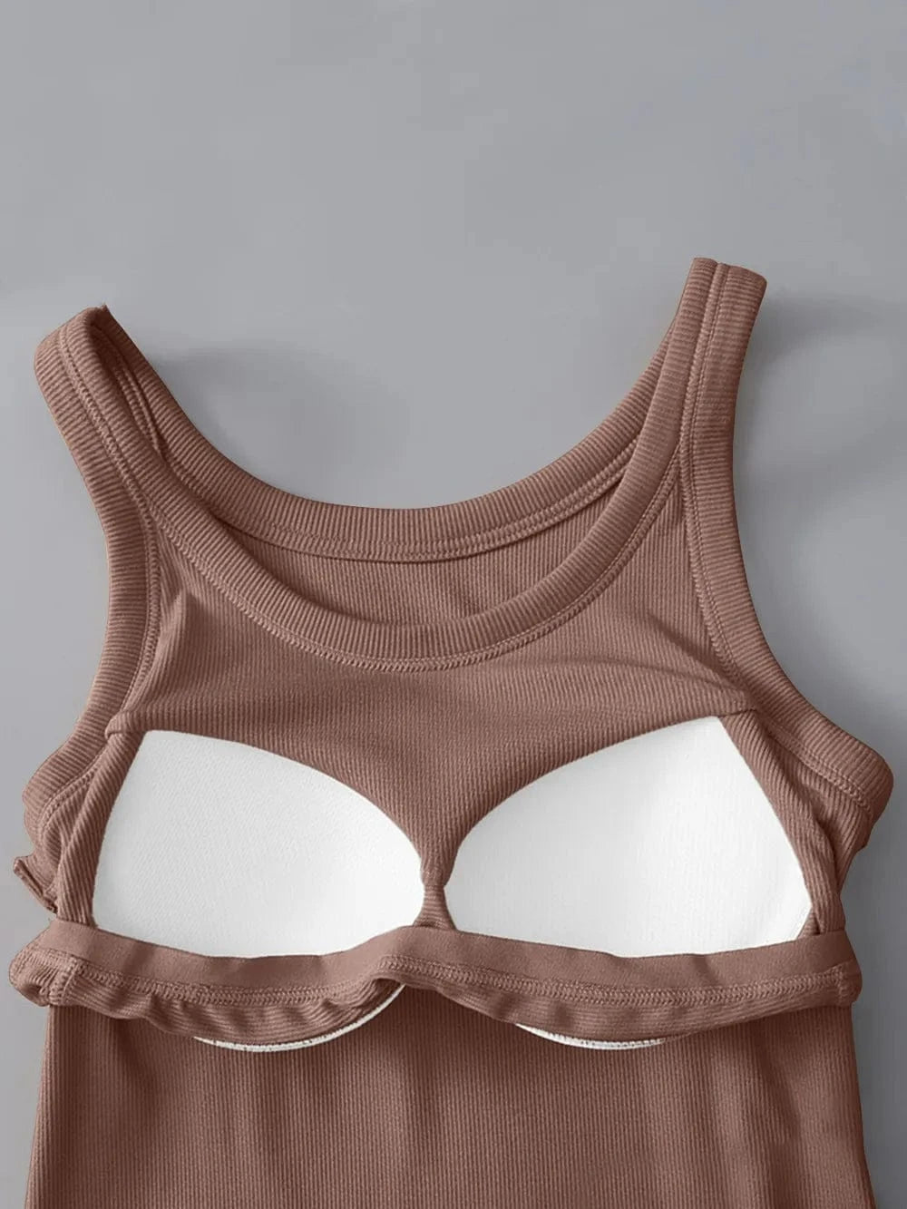 Round Neck Tank with Bra - ShalayeFashion