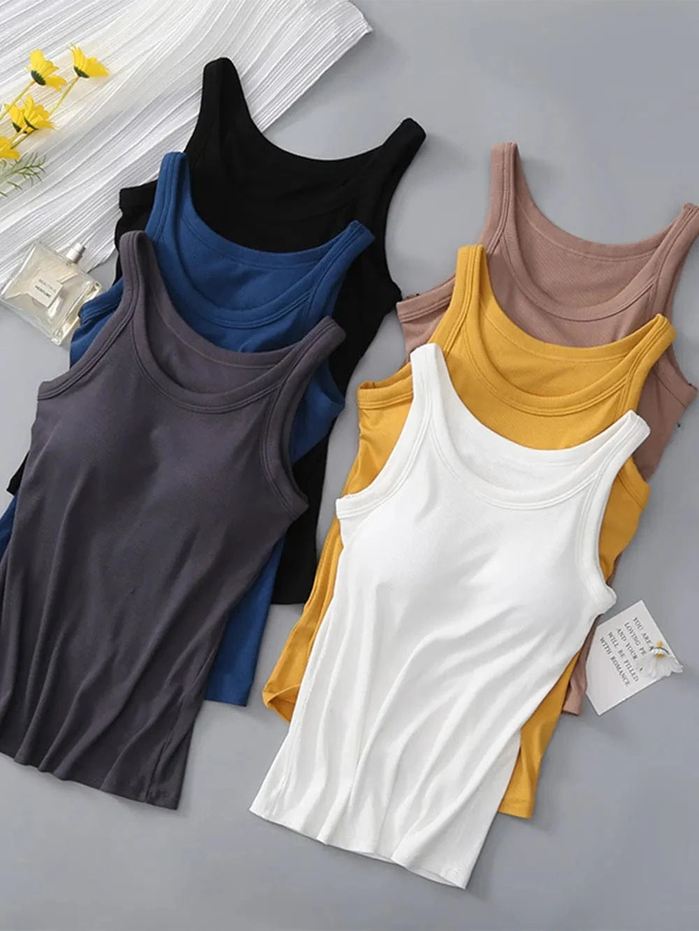 Round Neck Tank with Bra - ShalayeFashion