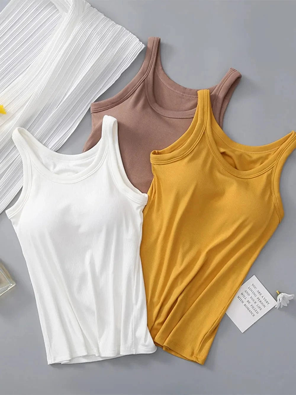 Round Neck Tank with Bra - ShalayeFashion