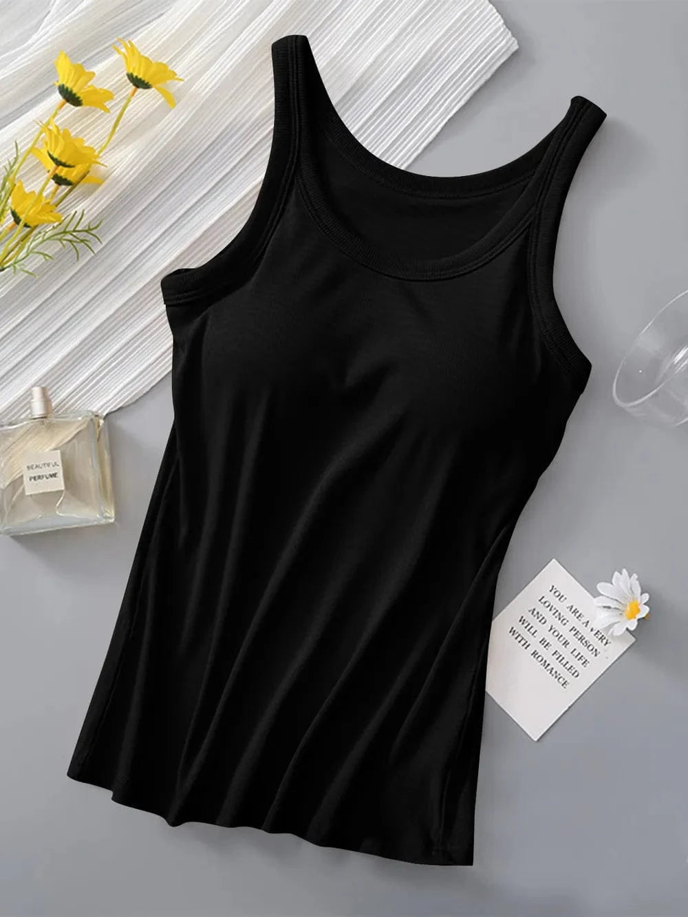 Round Neck Tank with Bra - ShalayeFashion