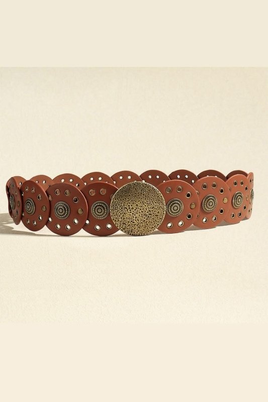 Round Shape PU Leather Belt - ShalayeFashion