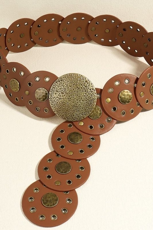Round Shape PU Leather Belt - ShalayeFashion