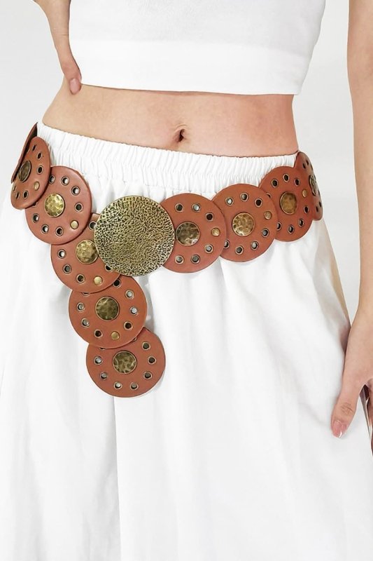 Round Shape PU Leather Belt - ShalayeFashion