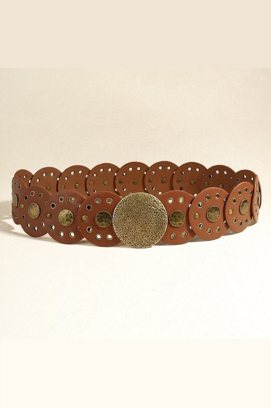 Round Shape PU Leather Belt - ShalayeFashion