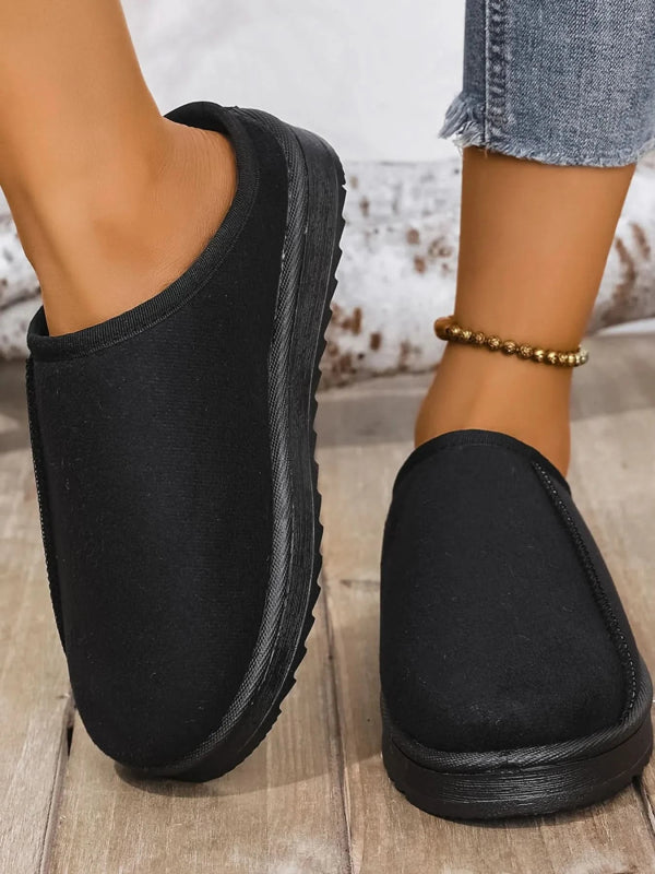 Round Toe Platform Slippers - ShalayeFashion