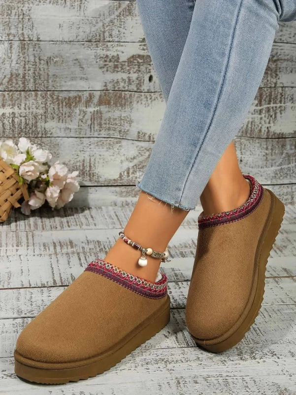 Round Toe Platform Slippers - ShalayeFashion