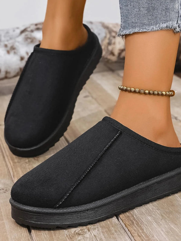 Round Toe Platform Slippers - ShalayeFashion