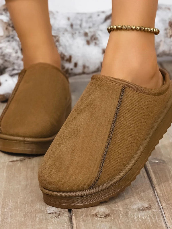 Round Toe Platform Slippers - ShalayeFashion