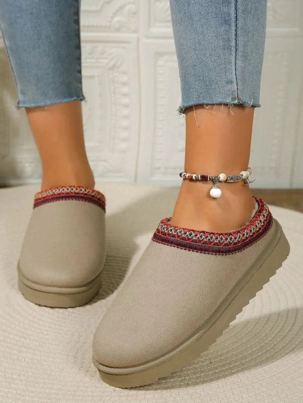 Round Toe Platform Slippers - ShalayeFashion