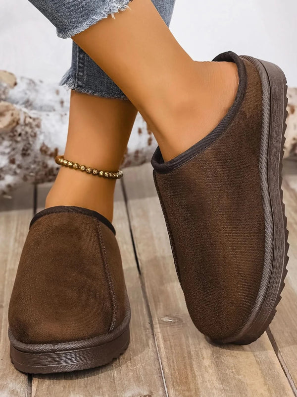 Round Toe Platform Slippers - ShalayeFashion
