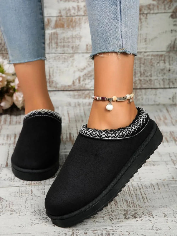 Round Toe Platform Slippers - ShalayeFashion