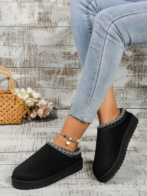 Round Toe Platform Slippers - ShalayeFashion