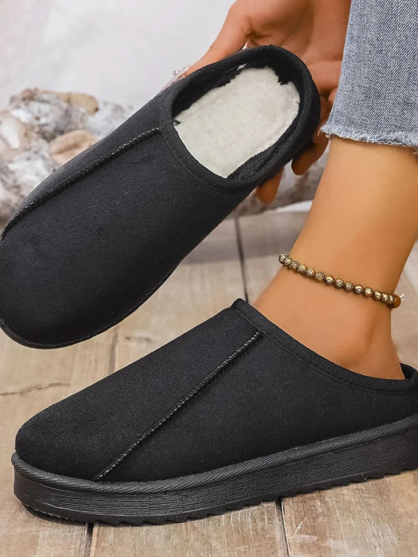 Round Toe Platform Slippers - ShalayeFashion