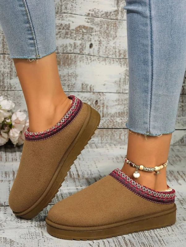 Round Toe Platform Slippers - ShalayeFashion