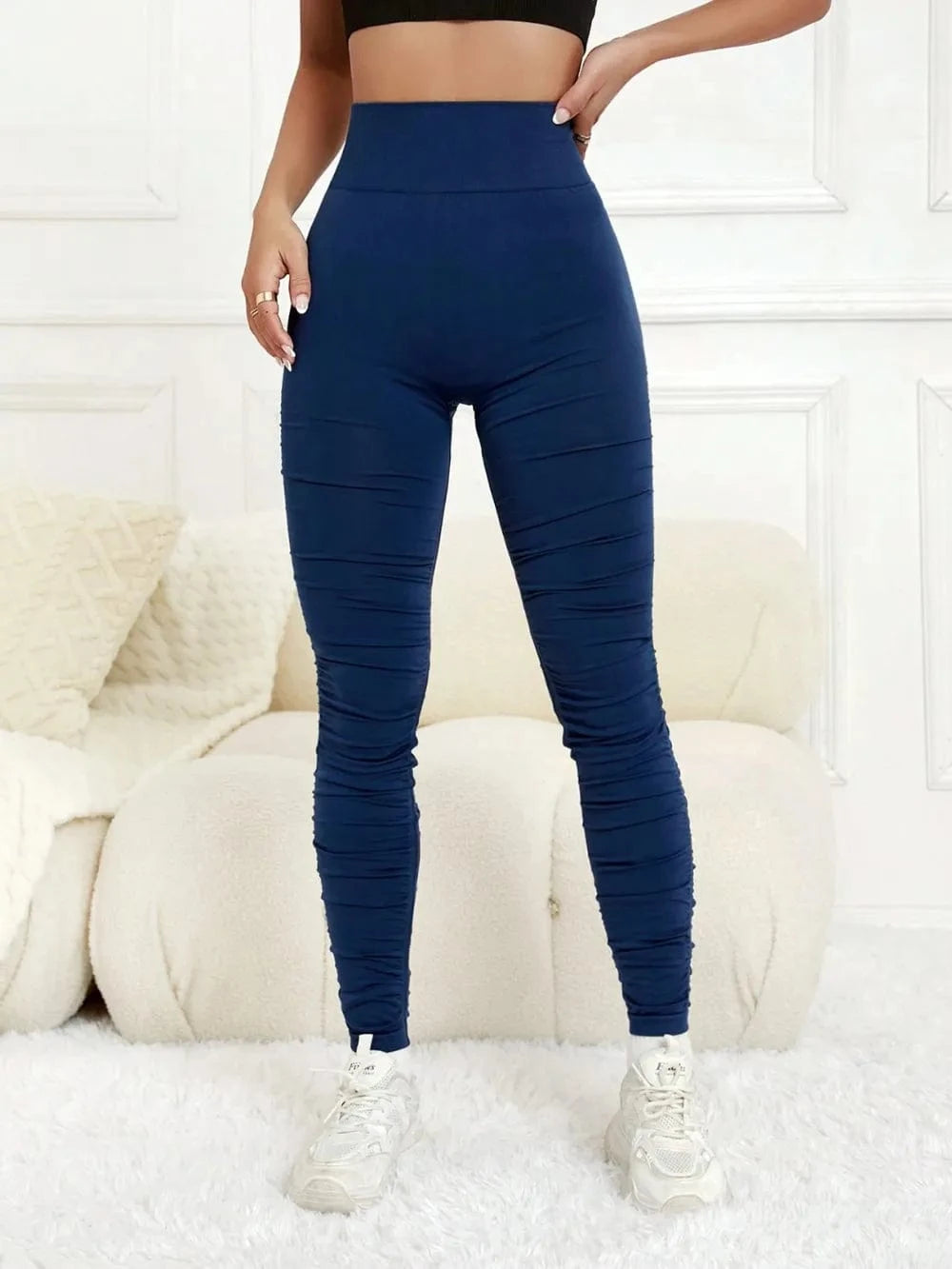 Ruched High Waist Active Leggings - ShalayeFashion