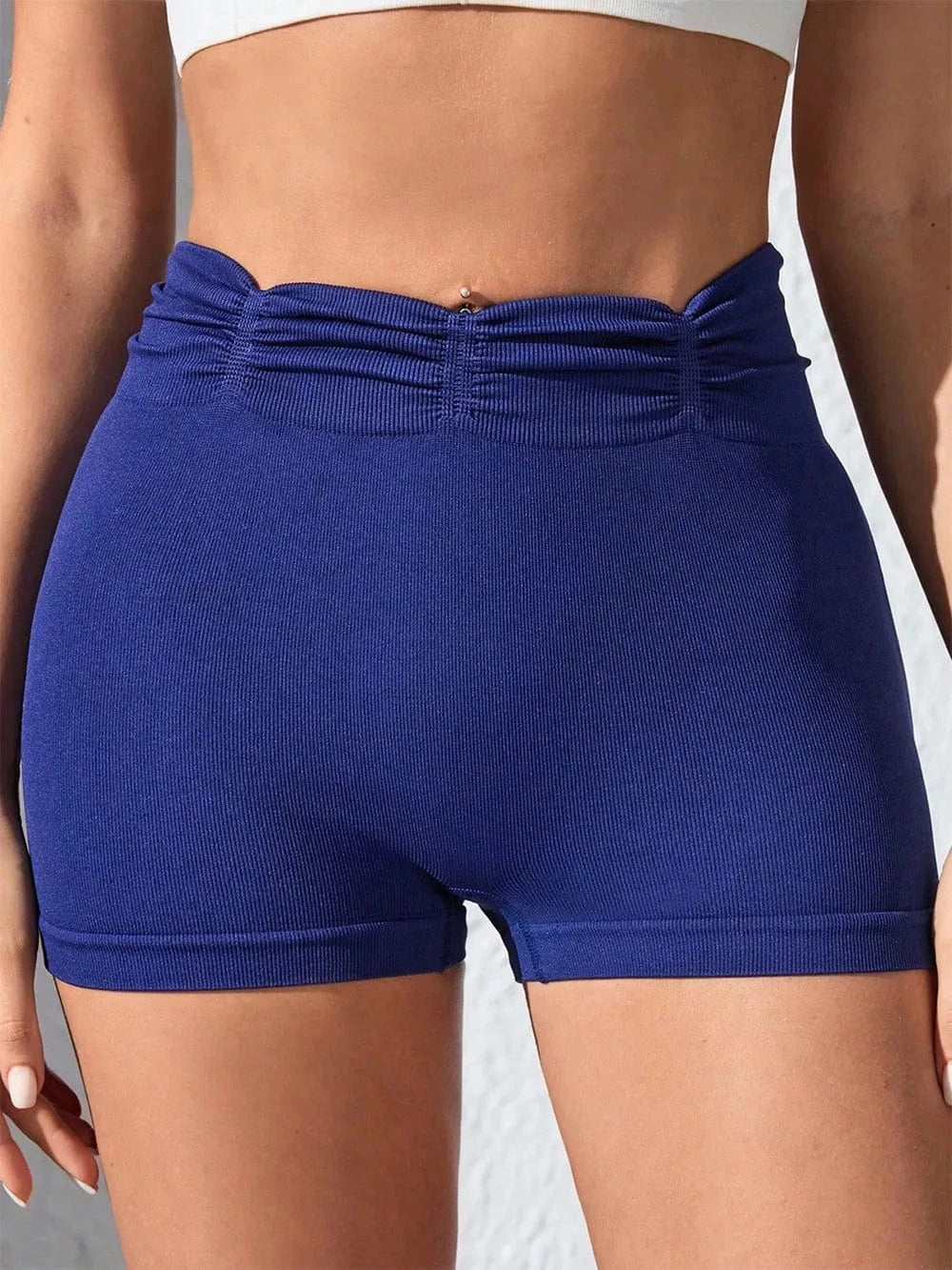 Ruched High Waist Active Shorts - ShalayeFashion
