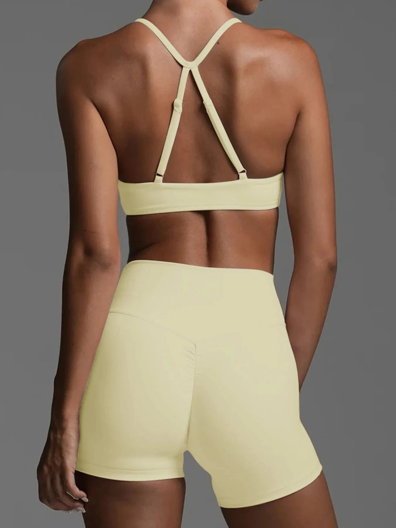 Ruched Sports Bra and High - Waisted Shorts Active Set - ShalayeFashion