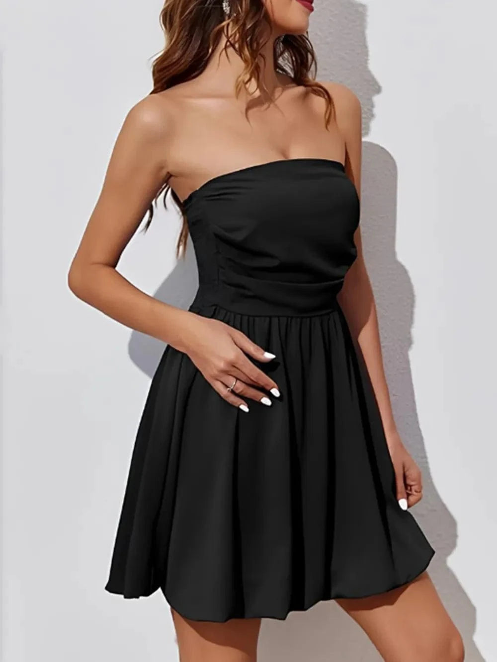 Ruched Tube Mini Dress - ShalayeFashion